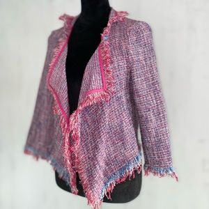 Robbi & Nikki tweed multicolor blazer. Size S. blue, white, pink